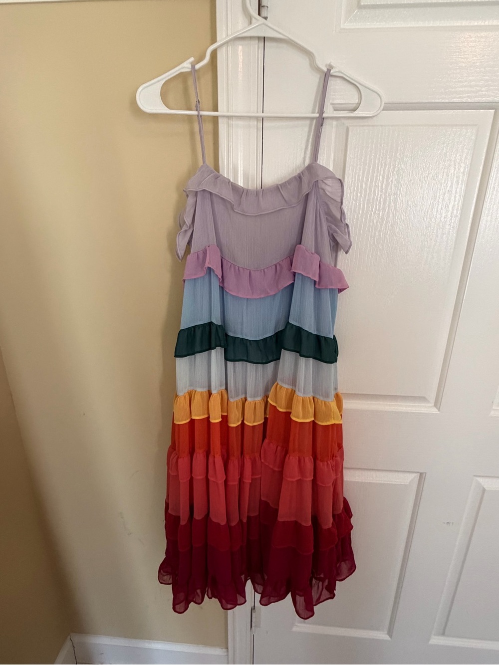Storia Lavender Rainbow Tiered Ruffle Sundress Medium